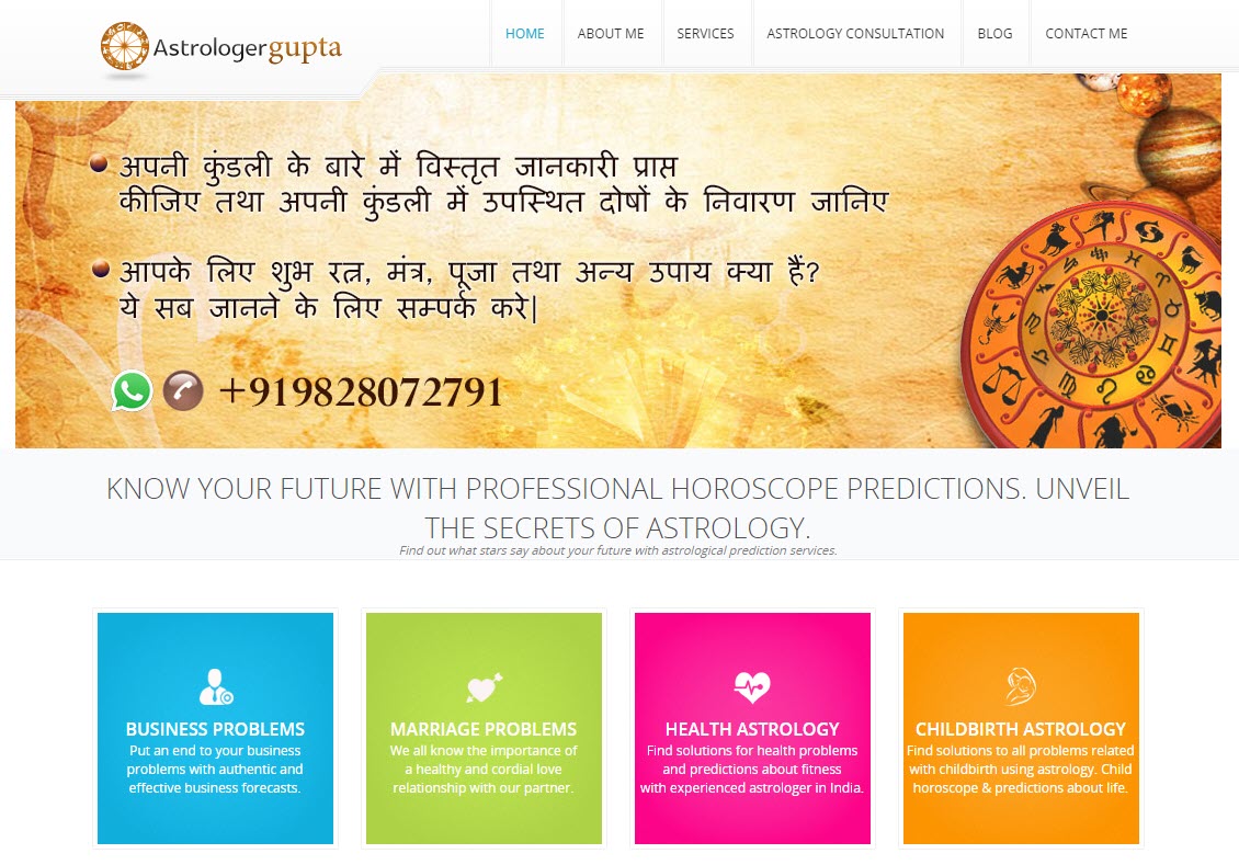 screenshot of website astrologergupta.com