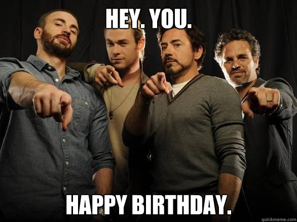 avengers with happy birthday greetings